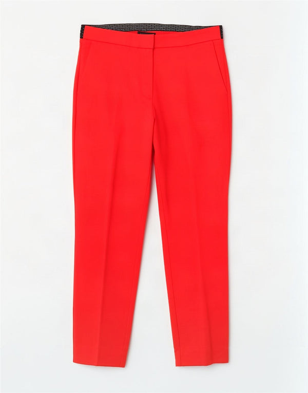 Женские узкие укороченные брюки Zara, большие, W30 L26, красные, хлопковые с цветными блоками