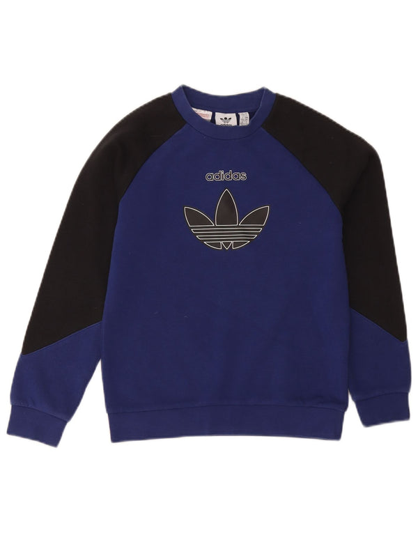 Джемпер с рисунком Adidas для мальчиков 9–10 лет, темно-синий с цветными блоками