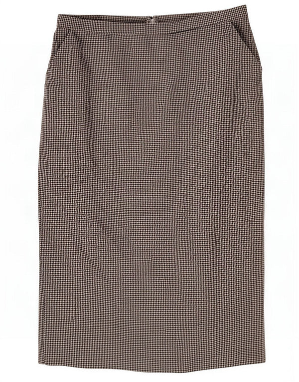 Vintage Womens Midi Skirt UK 10 Small W28 Grey Houndstooth