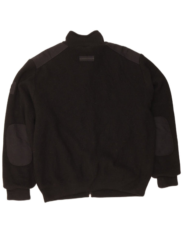 Винтажный мужской кардиган-свитер XL из черной шерсти