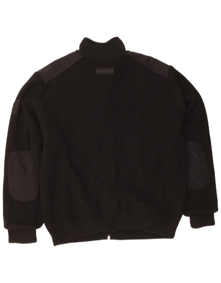 Винтажный мужской кардиган-свитер XL из черной шерсти