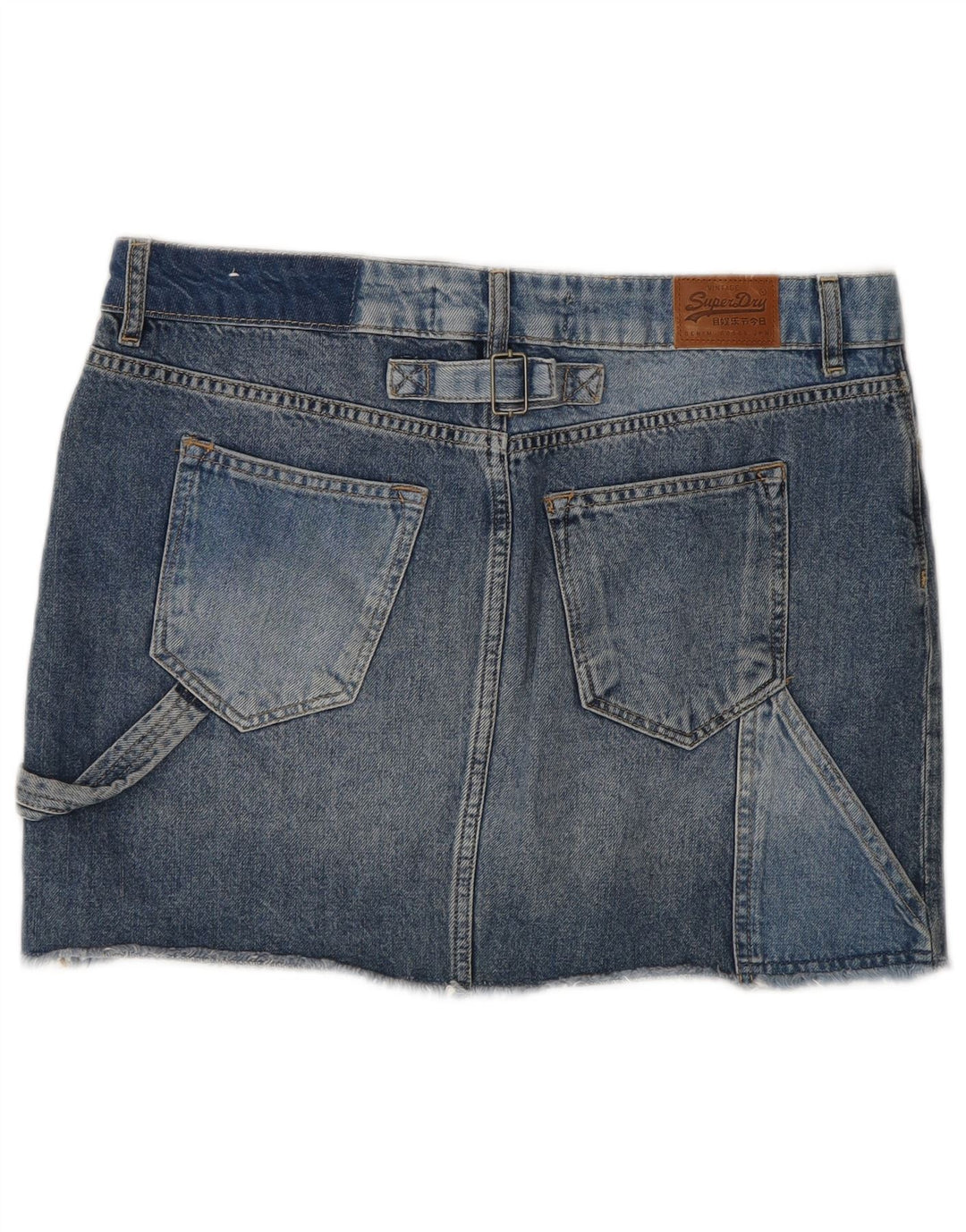 Женская джинсовая юбка Superdry W30, хлопковая, среднего синего цвета