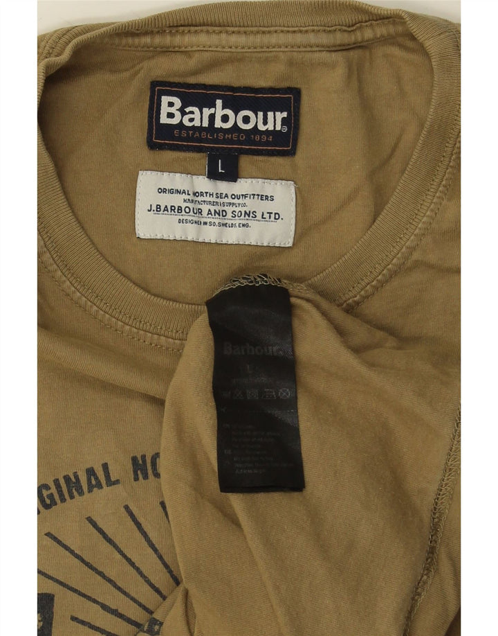 Мужская футболка Barbour с рисунком, большой размер, цвет хаки, хлопок