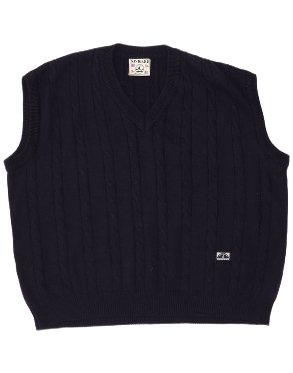 Navigare Mens Vest Tank Top 2XL Navy Blue Merino Wool