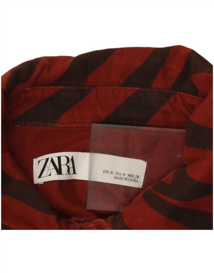 Женская джинсовая рубашка оверсайз Zara UK 14, средний красный с животным принтом