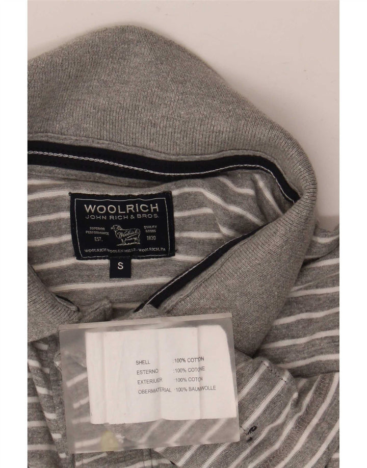 Мужская рубашка поло Woolrich, маленькая серая полосатая хлопковая рубашка