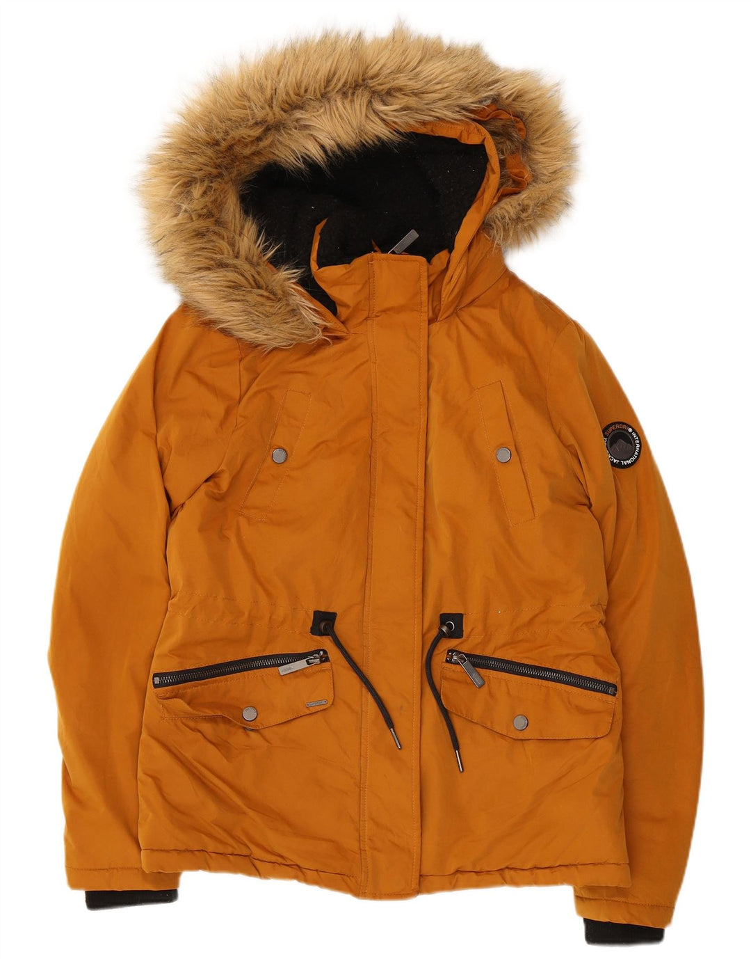 SUPERDRY Женская ветровка с капюшоном UK 8, маленькая оранжевая полиэстер