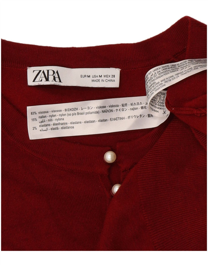 Женский джемпер с воротником на пуговицах Zara UK 12, средний бордовый вискоза