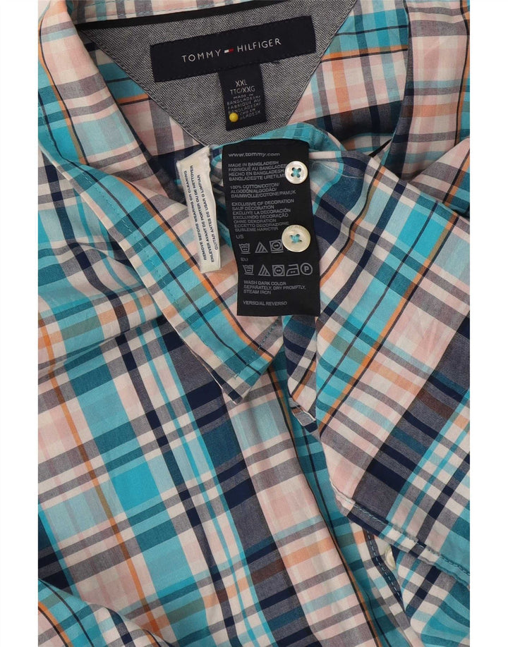Мужская высокая рубашка Tommy Hilfiger 2XL, синяя клетка, хлопок
