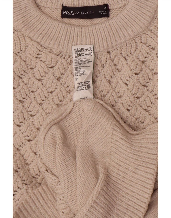 Женский укороченный джемпер с круглым вырезом Marks & Spencer UK 14, средний бежевый