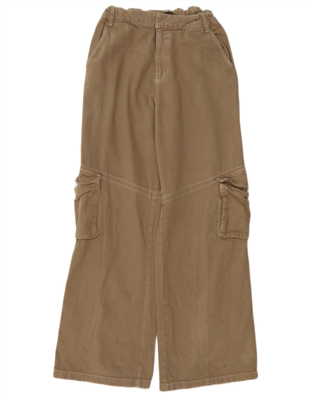 Женские широкие брюки карго ZARA, маленькие W26 L31, бежевые