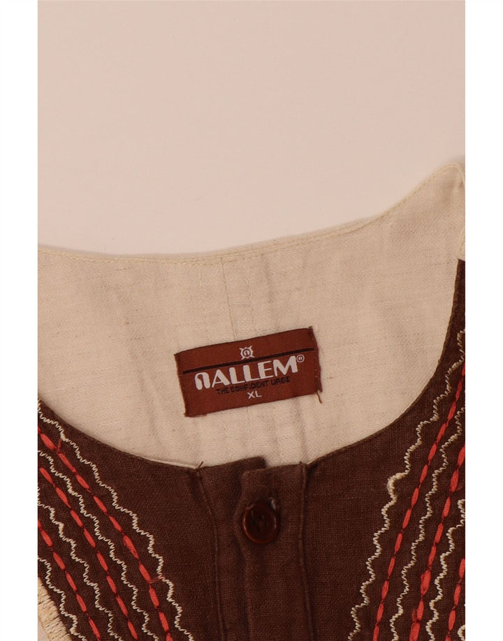 Мужская пуловерная рубашка с коротким рукавом VINTAGE XL, цвет бежевого цвета