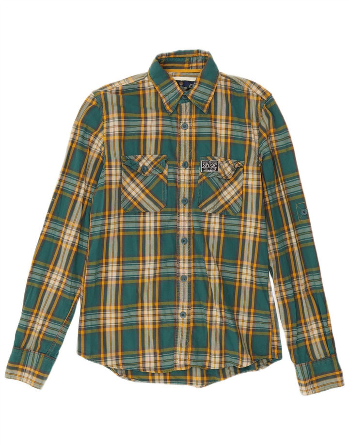 Мужская фланелевая рубашка Superdry, большая зеленая клетка, хлопок