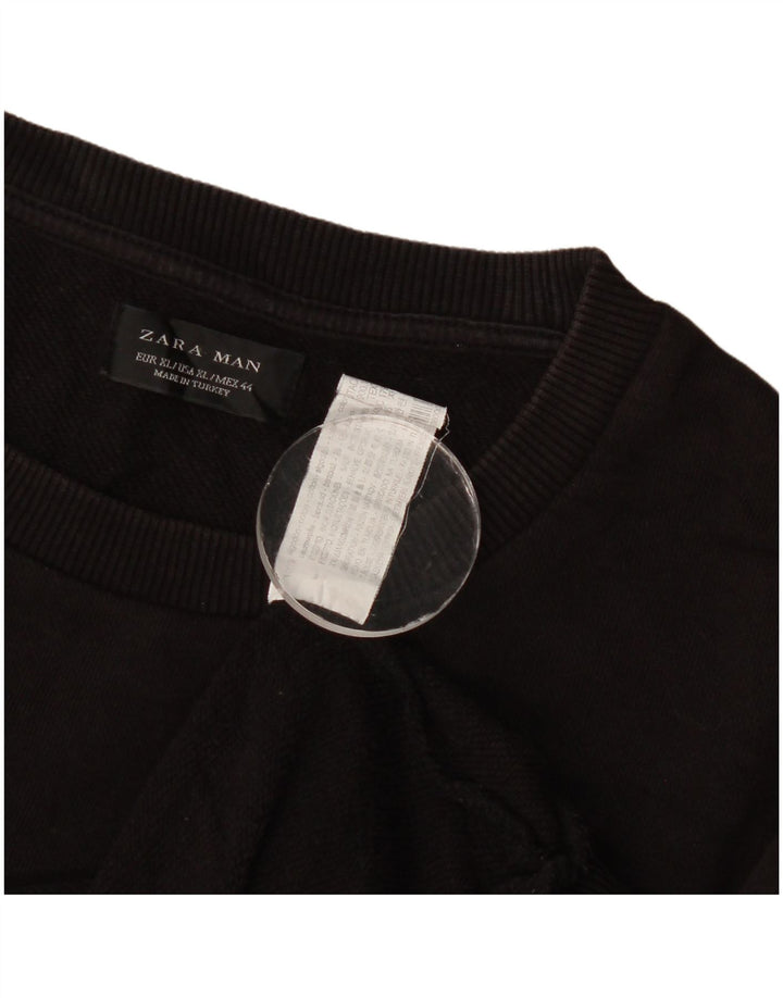 Мужской свитшот Zara XL, черный хлопок с геометрическим узором