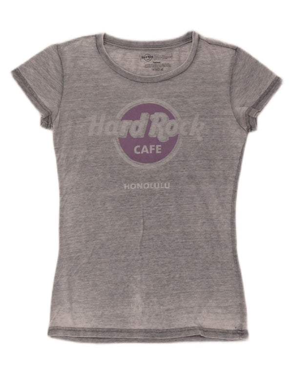 Женская футболка с рисунком Hard Rock Cafe Honolulu Top UK 10, маленький серый хлопок