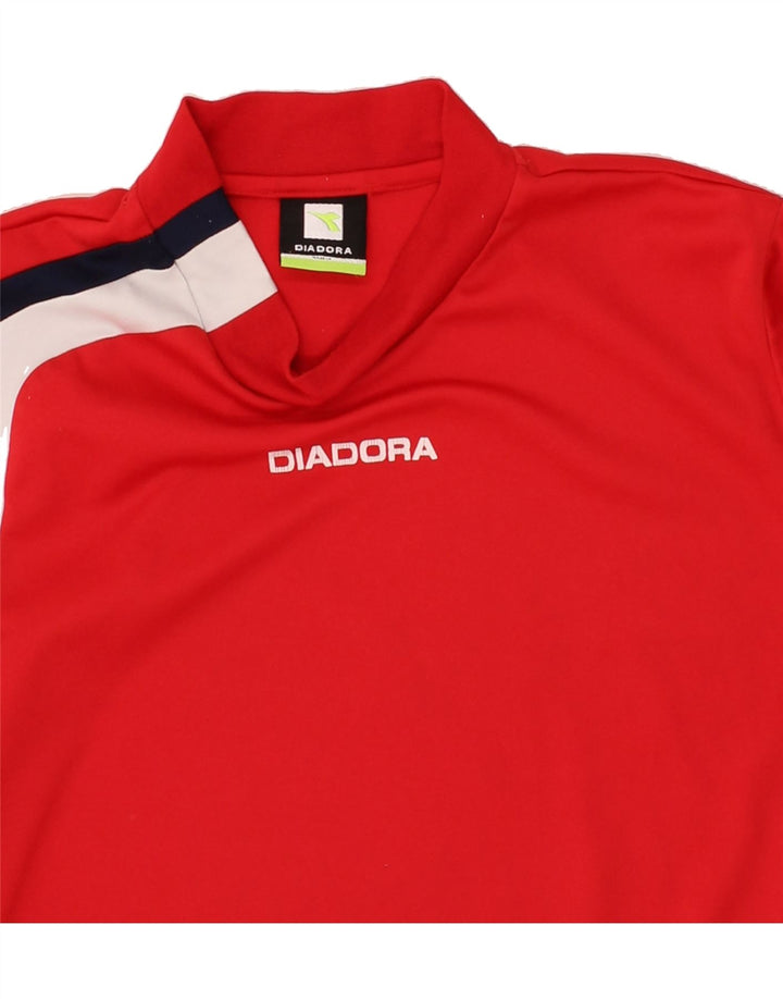 DIADORA Mens Graphic Top Long Sleeve Large Red Colourblock Polyester Vintage Diadora and Second-Hand Diadora from Messina Hembry 