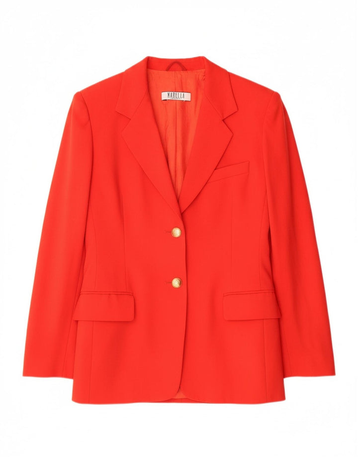 MARELLA Womens 2 Button Blazer Jacket UK 10 Small Red Virgin Wool