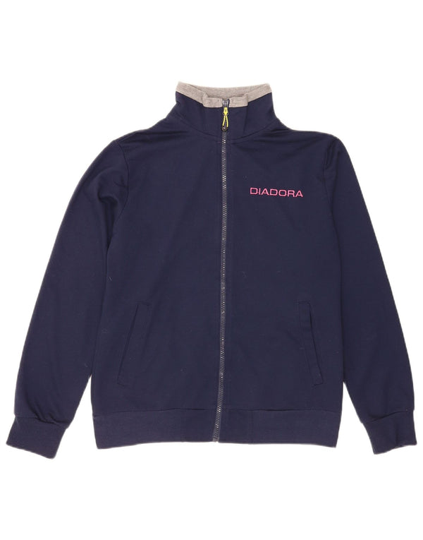 Женский спортивный костюм Diadora, верхняя куртка UK 14, средний темно-синий с цветными блоками