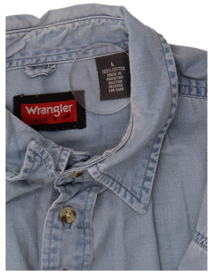 Мужская рубашка с коротким рукавом Wrangler, большая синяя хлопковая ткань