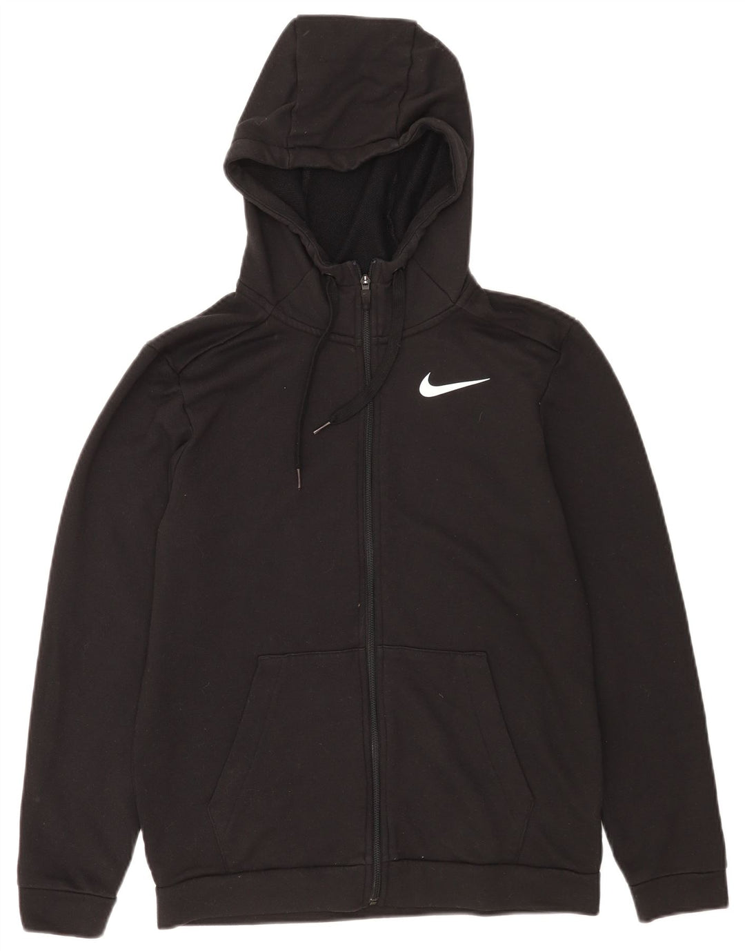 Мужской свитер с капюшоном на молнии Nike Dri Fit, маленький черный, полиэстер