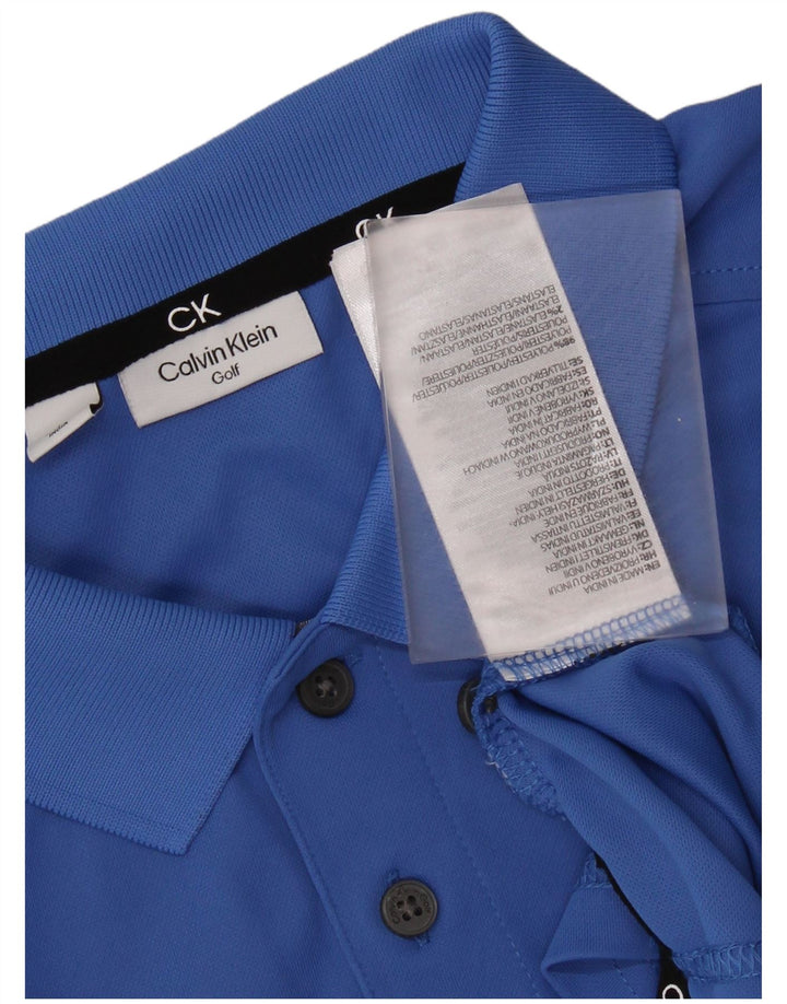Мужская рубашка-поло с графическим рисунком CALVIN KLEIN, средний синий полиэстер