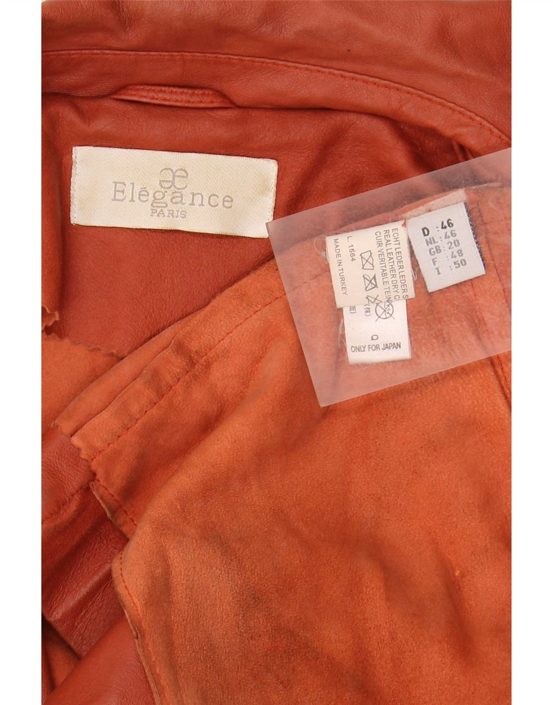 ELEGANCE PARIS Женский пиджак на 2 пуговицах UK 20 2XL Коричневый кожаный пиджак