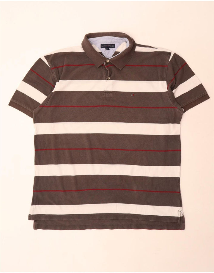 Мужская рубашка-поло Tommy Hilfiger 2XL серая в полоску