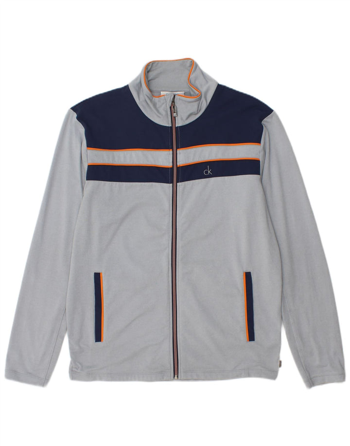 CALVIN KLEIN Mens Tracksuit Top Jacket Small Grey Colourblock Polyester