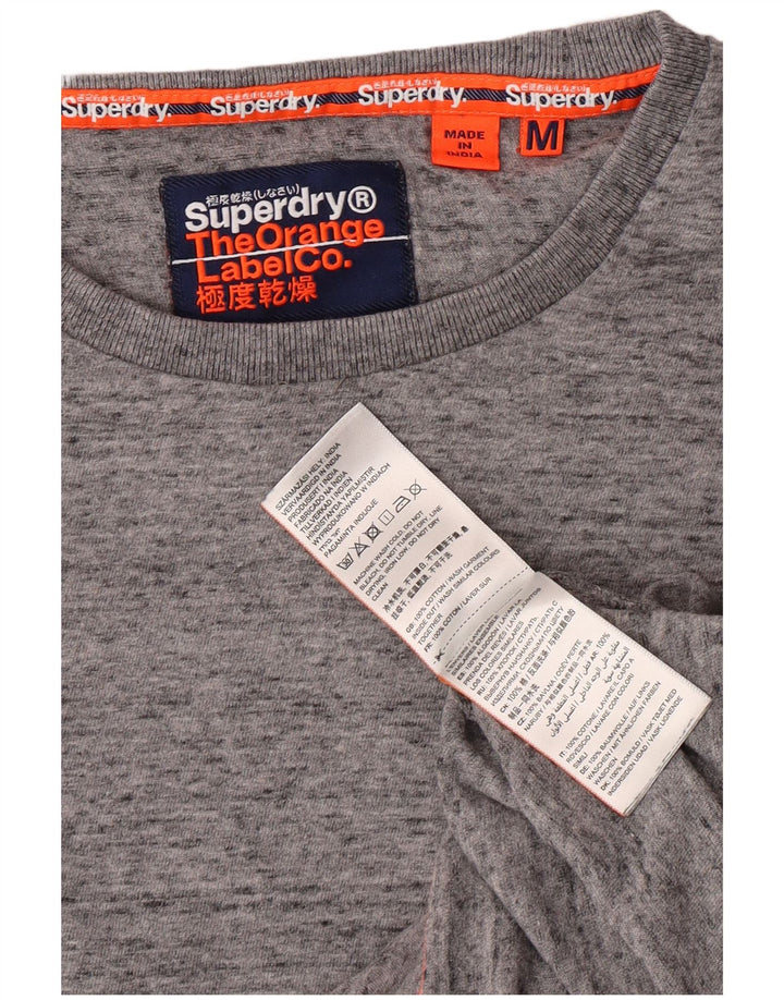 Мужской топ Superdry из хлопка с длинными рукавами среднего серого цвета в крапинку
