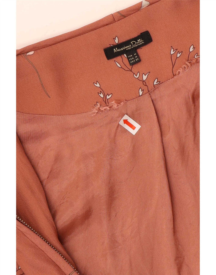 Женский бомбер Massimo Dutti UK 12, вискоза среднего розового цвета с цветочным принтом