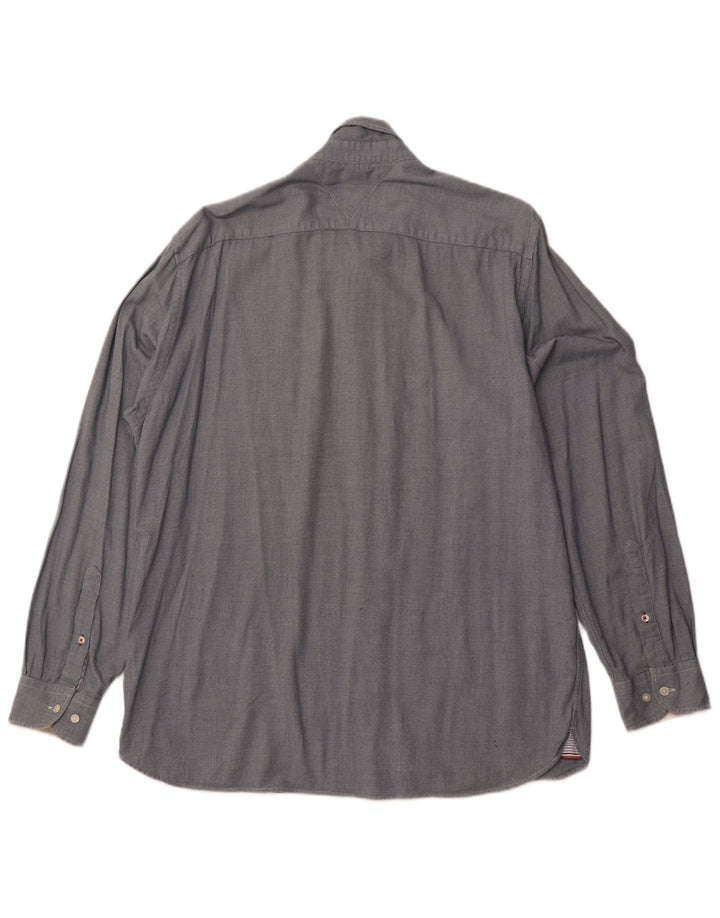 TOMMY HILFIGER Мужская рубашка стандартного кроя XL, хлопковая серая пятнистая ткань