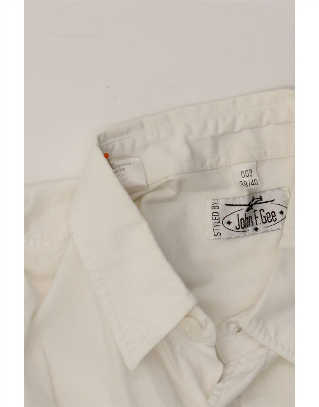JOHN F GEE Mens Short Sleeve Shirt Size 39/40 Medium White Cotton Vintage John F Gee and Second-Hand John F Gee from Messina Hembry 