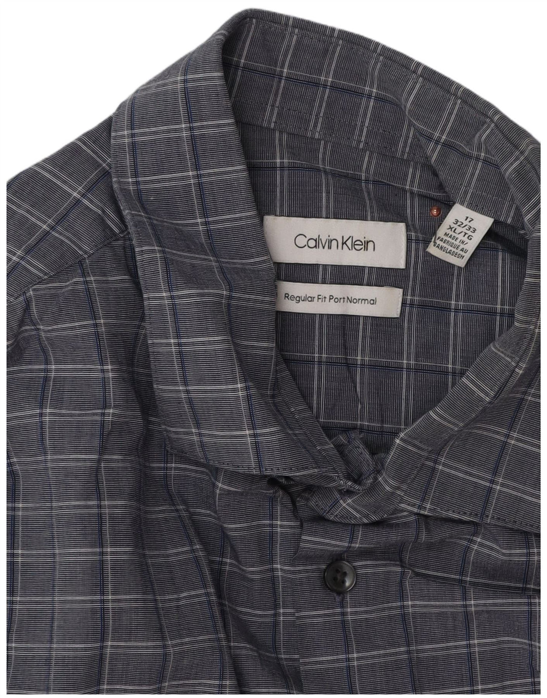 Мужская рубашка обычного кроя Calvin Klein, размер 17 XL, серая хлопковая клетка