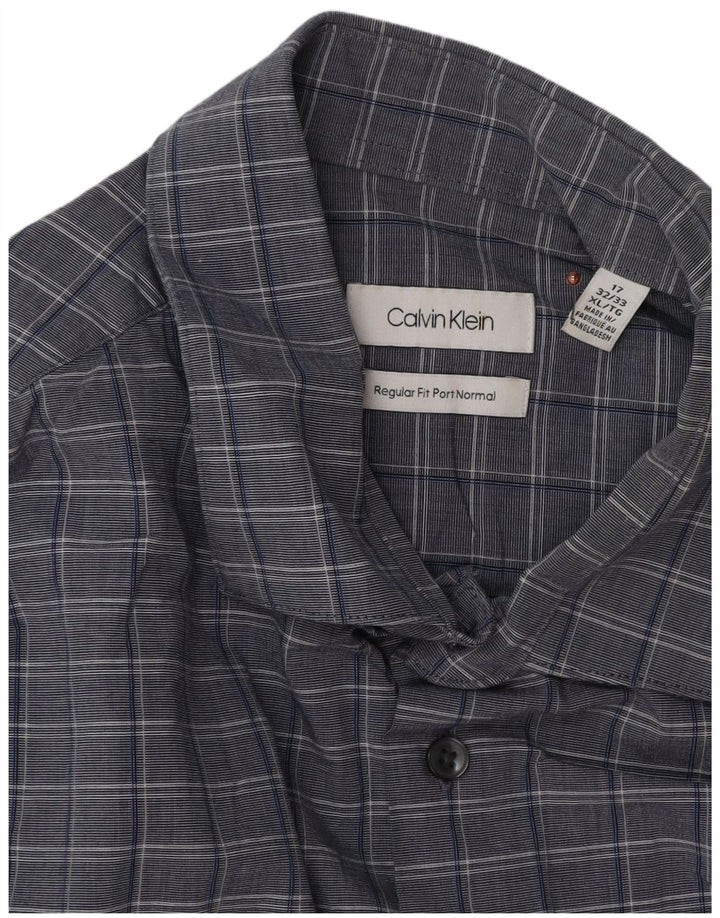 Мужская рубашка обычного кроя Calvin Klein, размер 17 XL, серая хлопковая клетка
