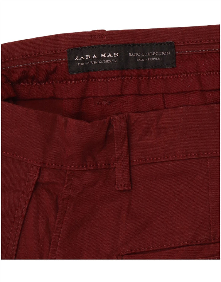 Мужские узкие брюки-чиносы Zara EU 42 Medium W32 L30 Темно-бордовые
