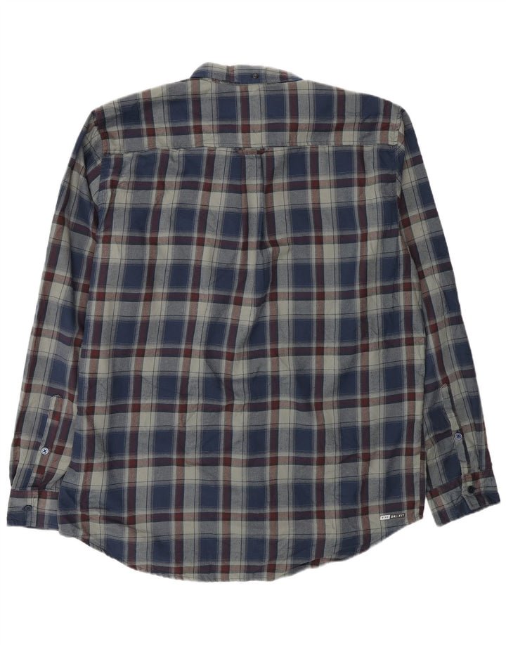 Мужская рубашка Hurley XL синяя в клетку из полиэстера