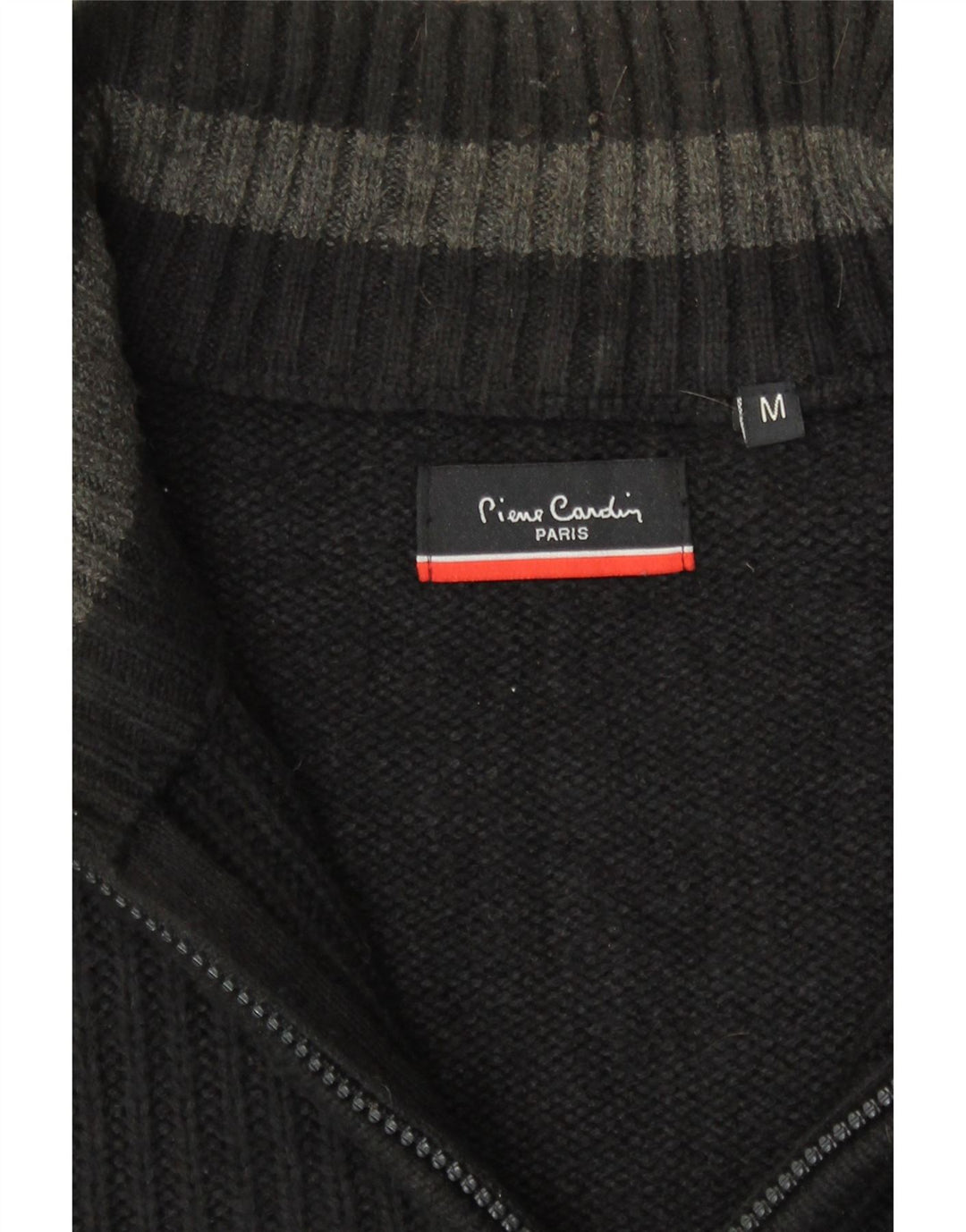 PIERRE CARDIN Mens Zip Neck Jumper Sweater Medium Black Acrylic Vintage Pierre Cardin and Second-Hand Pierre Cardin from Messina Hembry 