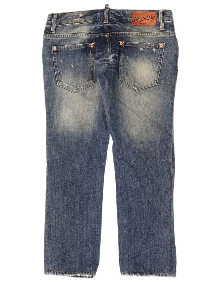 Dsquared Женские прямые джинсы с потертостями IT 44 Medium W30 L27 Синий хлопок