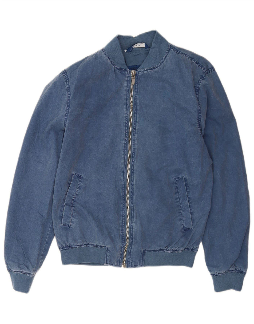 Мужская куртка-бомбер Zara UK 36, маленькая синяя, хлопок
