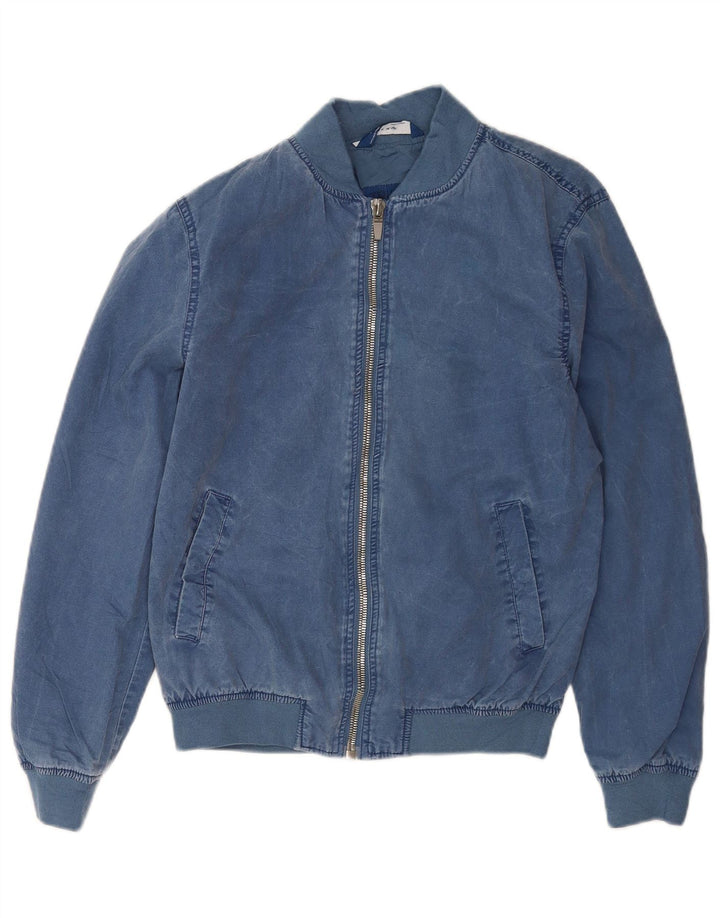 Мужская куртка-бомбер Zara UK 36, маленькая синяя, хлопок