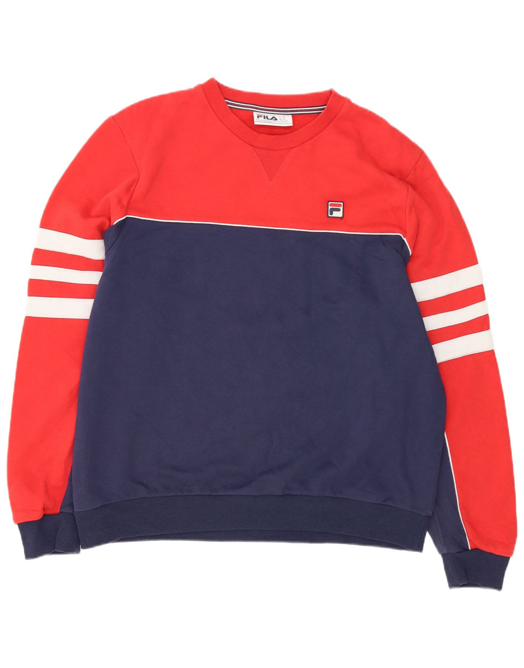 Мужской свитшот Fila, джемпер XL, красный, хлопок с цветными блоками