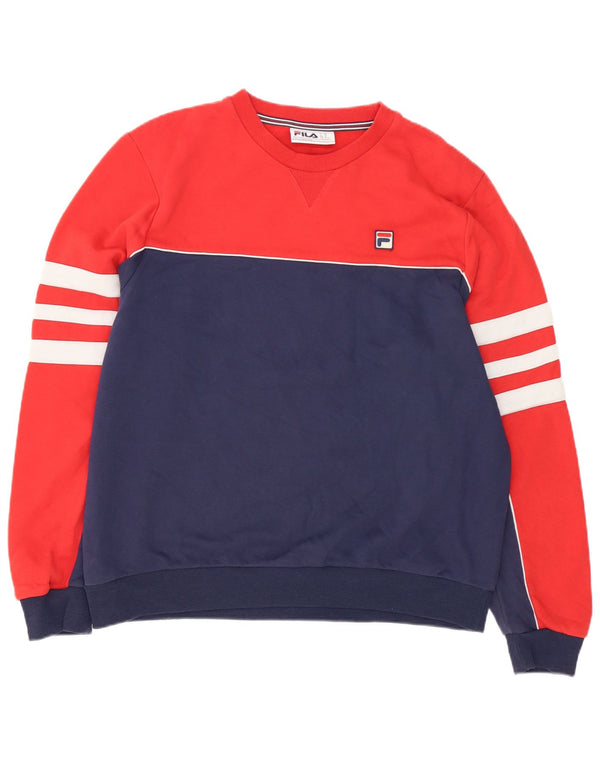 Мужской свитшот Fila, джемпер XL, красный, хлопок с цветными блоками
