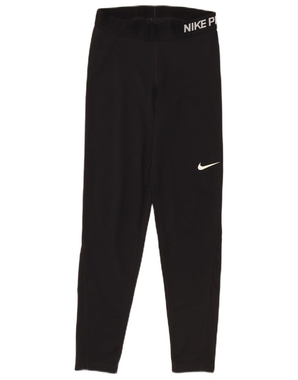 Женские леггинсы с рисунком Nike Dri Fit UK 12, средний черный, полиэстер
