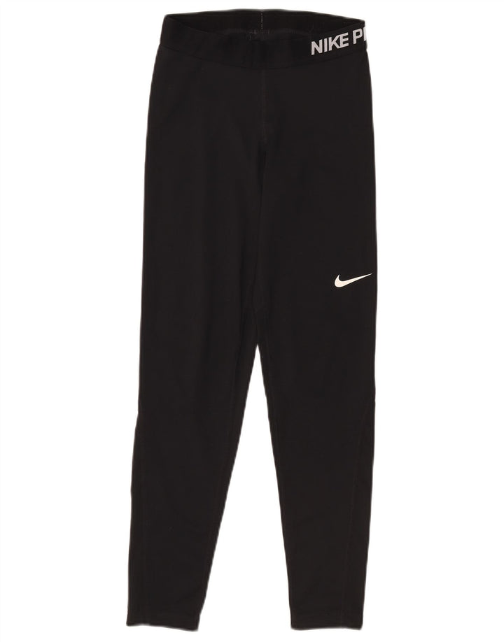 Женские леггинсы с рисунком Nike Dri Fit UK 12, средний черный, полиэстер
