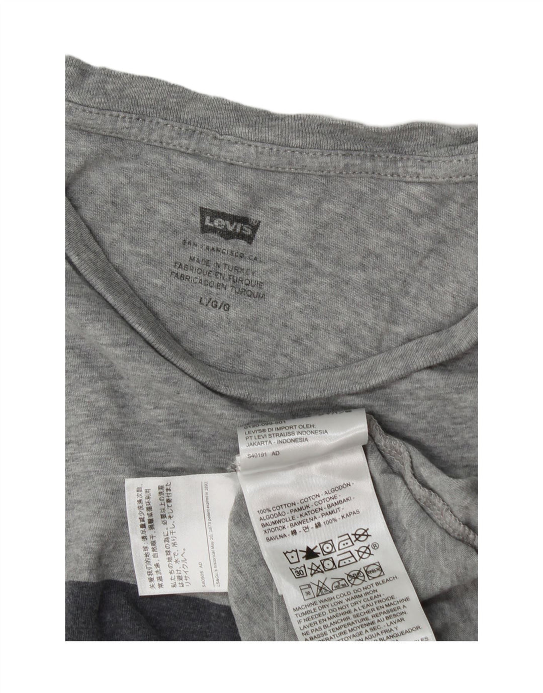 Мужская футболка с рисунком Levi's, большой серый хлопок с крапинками