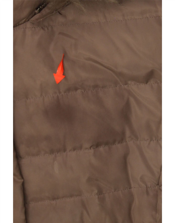 ARMANI JEANS Женская утепленная куртка с капюшоном IT 40 Маленький Коричневый Полиэстер