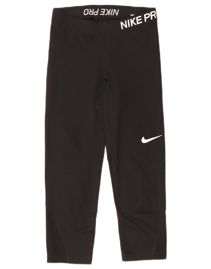 Женские леггинсы-капри с рисунком Nike UK 8, маленькие черные из полиэстера
