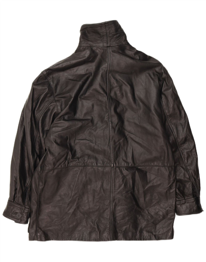 Винтажная мужская кожаная куртка UK 40, большая черная кожаная