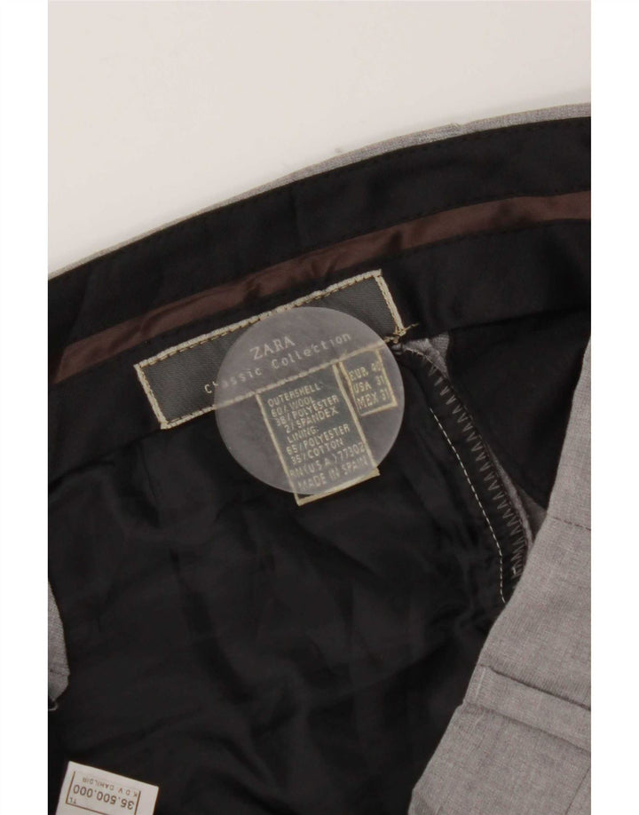 Мужские прямые костюмные брюки Zara EU 40, средние W31 L31, серые, шерстяные