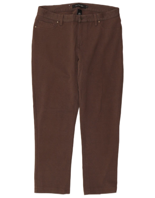 CALVIN KLEIN Женские прямые повседневные брюки США 14 XL W36 L27 Коричневые хлопковые брюки